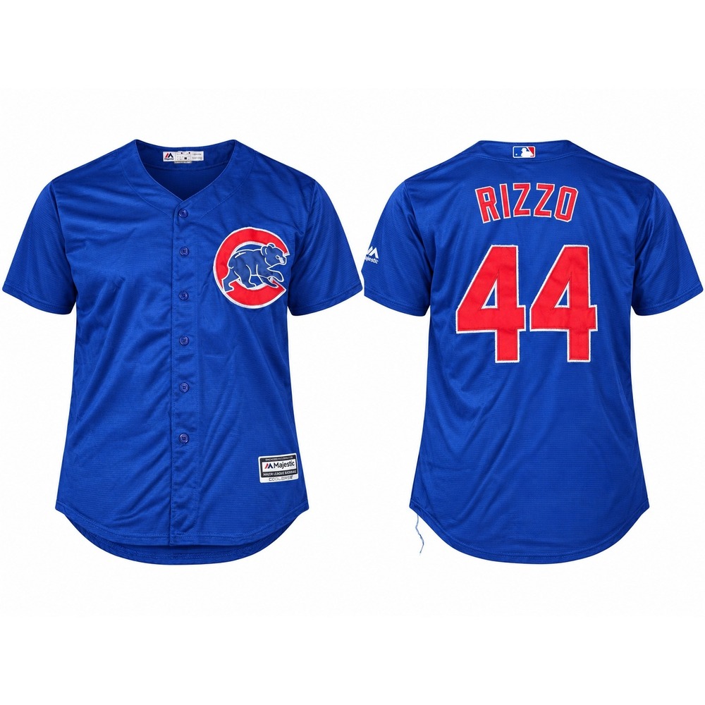 Majestic Chicago Cubs Anthony Rizzo 44 Blue Cool Base Jersey Mens XXL
